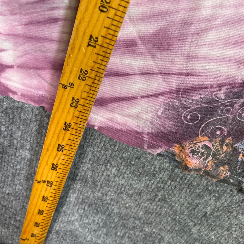 Hierarchy Couture Pink Tie Dye Angel Wings Roses Graphic Tee Shirt Womens Medium - Picture 4 of 6